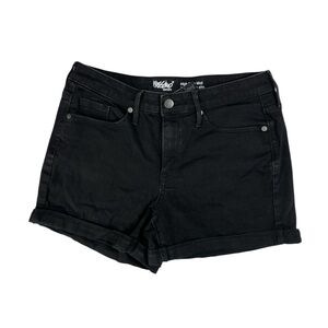 Mossimo‎ | Rolled Cuff Hem Black Denim Jean Shorts Basic High Rise Midi Short